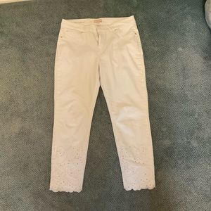 Ted Baker London White Eyelet Denim with Scalloped Ankles